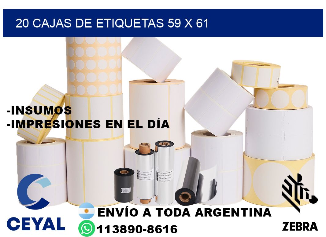 20 cajas de etiquetas 59 x 61