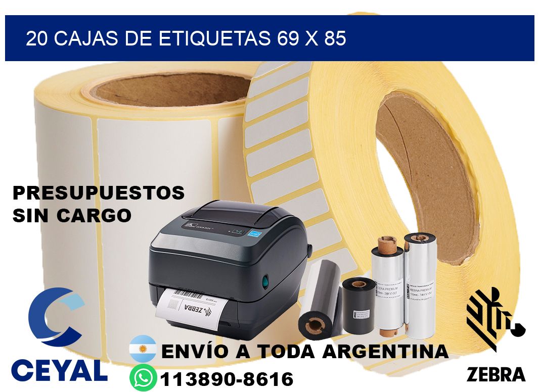 20 cajas de etiquetas 69 x 85