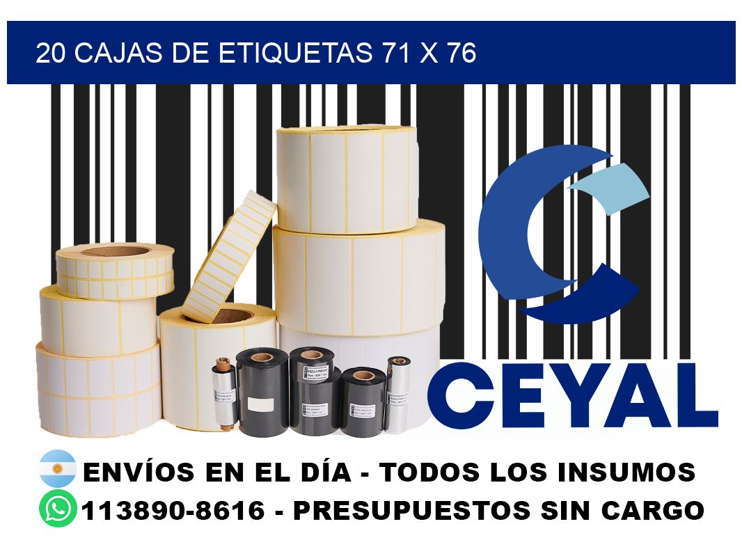 20 cajas de etiquetas 71 x 76