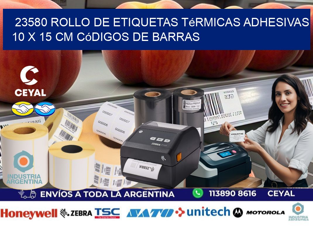23580 Rollo de Etiquetas Térmicas Adhesivas 10 x 15 cm Códigos de Barras