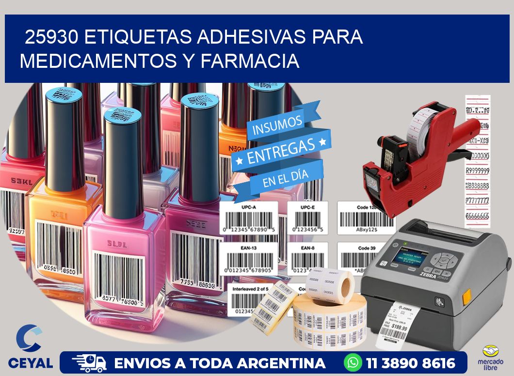 25930 Etiquetas adhesivas para medicamentos y farmacia