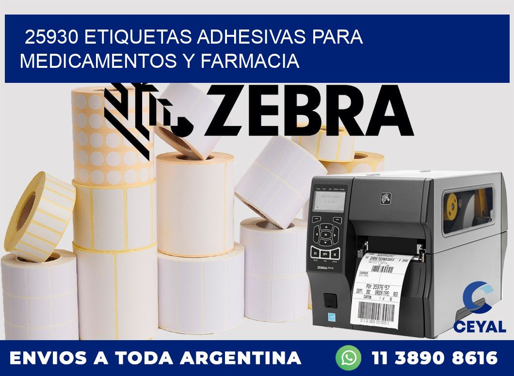 25930 Etiquetas adhesivas para medicamentos y farmacia
