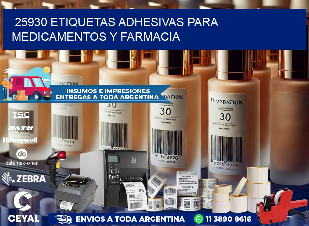 25930 Etiquetas adhesivas para medicamentos y farmacia