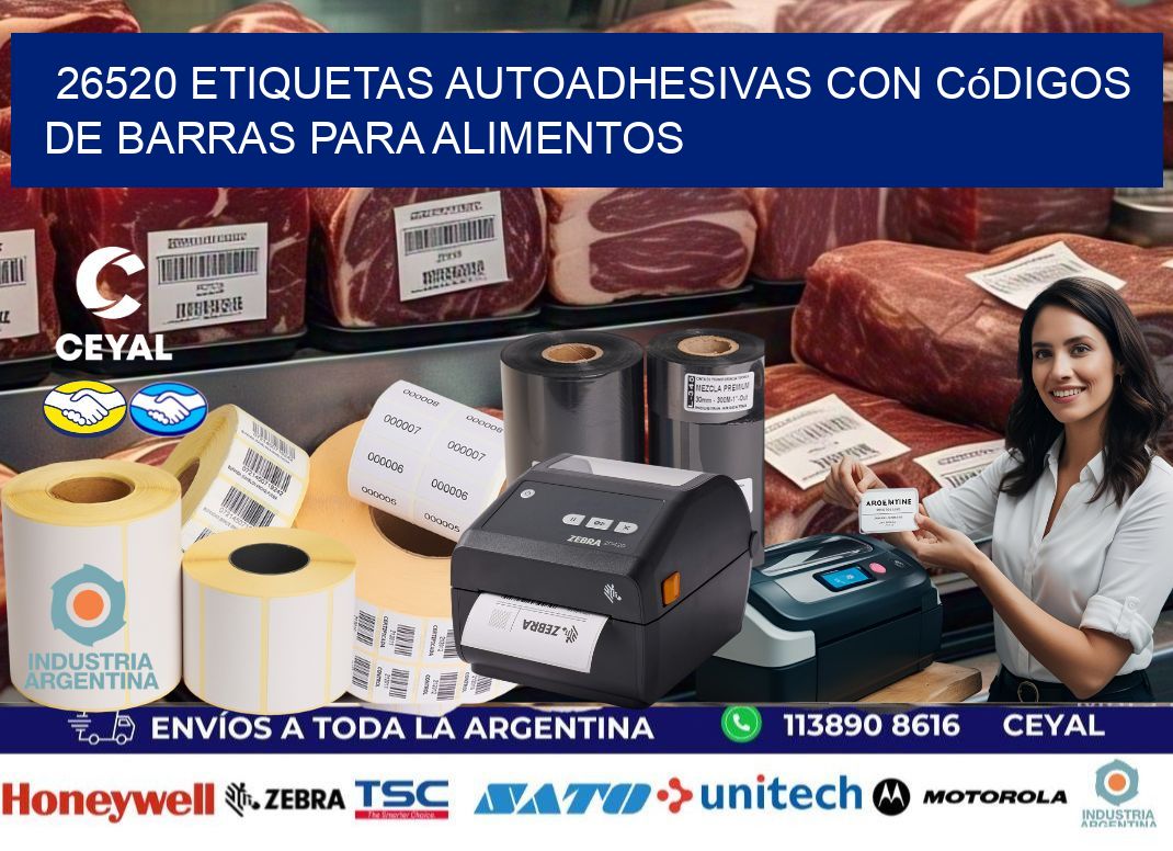 26520 Etiquetas autoadhesivas con códigos de barras para alimentos