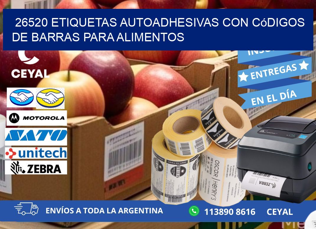 26520 Etiquetas autoadhesivas con códigos de barras para alimentos