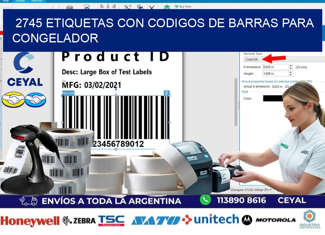 2745 Etiquetas con codigos de barras para congelador