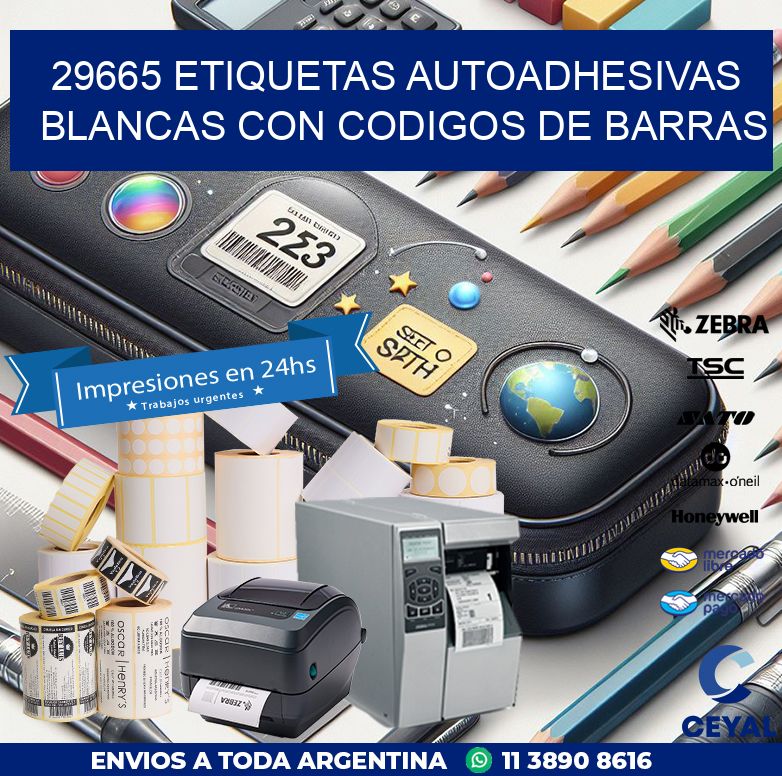 29665 etiquetas autoadhesivas blancas con codigos de barras