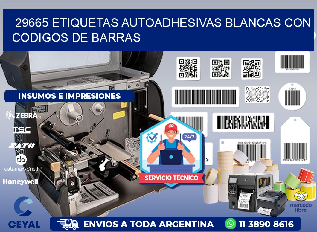 29665 etiquetas autoadhesivas blancas con codigos de barras