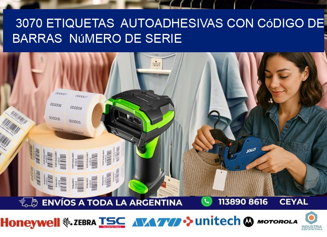 3070 etiquetas autoadhesivas con código de barras número de serie