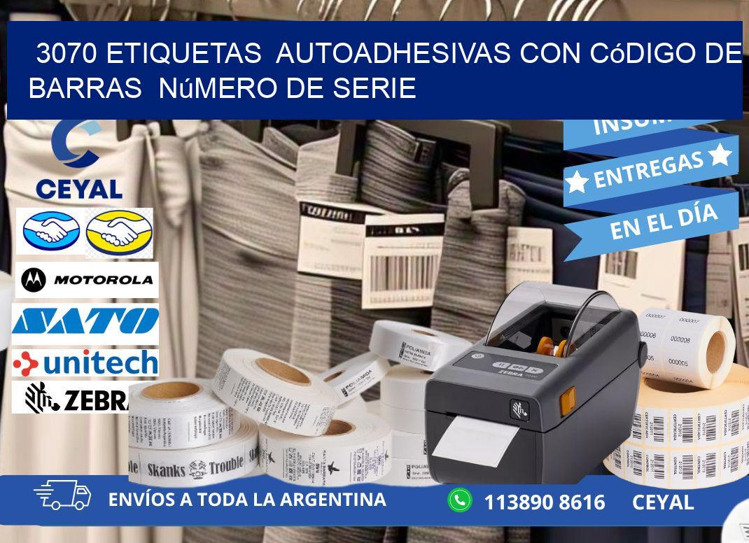 3070 etiquetas autoadhesivas con código de barras número de serie