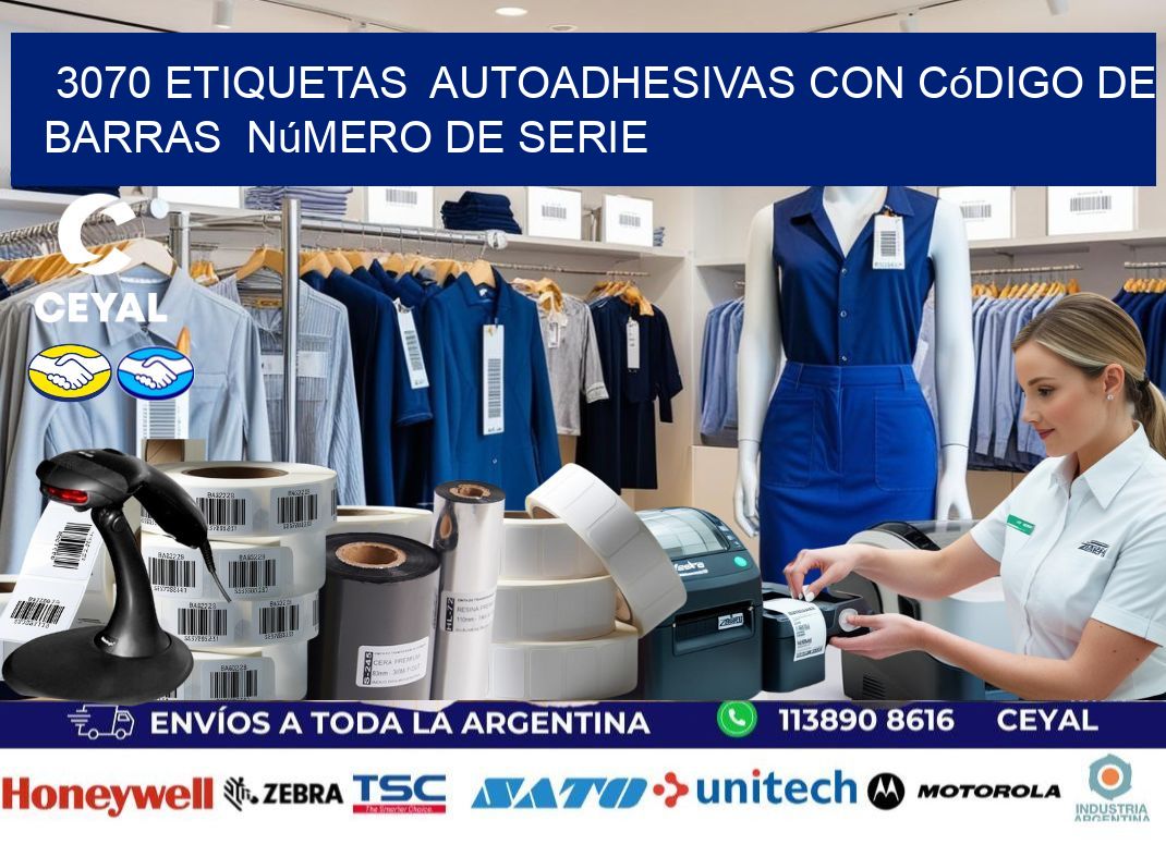 3070 etiquetas  autoadhesivas con código de barras  número de serie