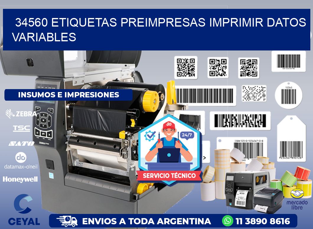 34560 Etiquetas preimpresas imprimir datos variables