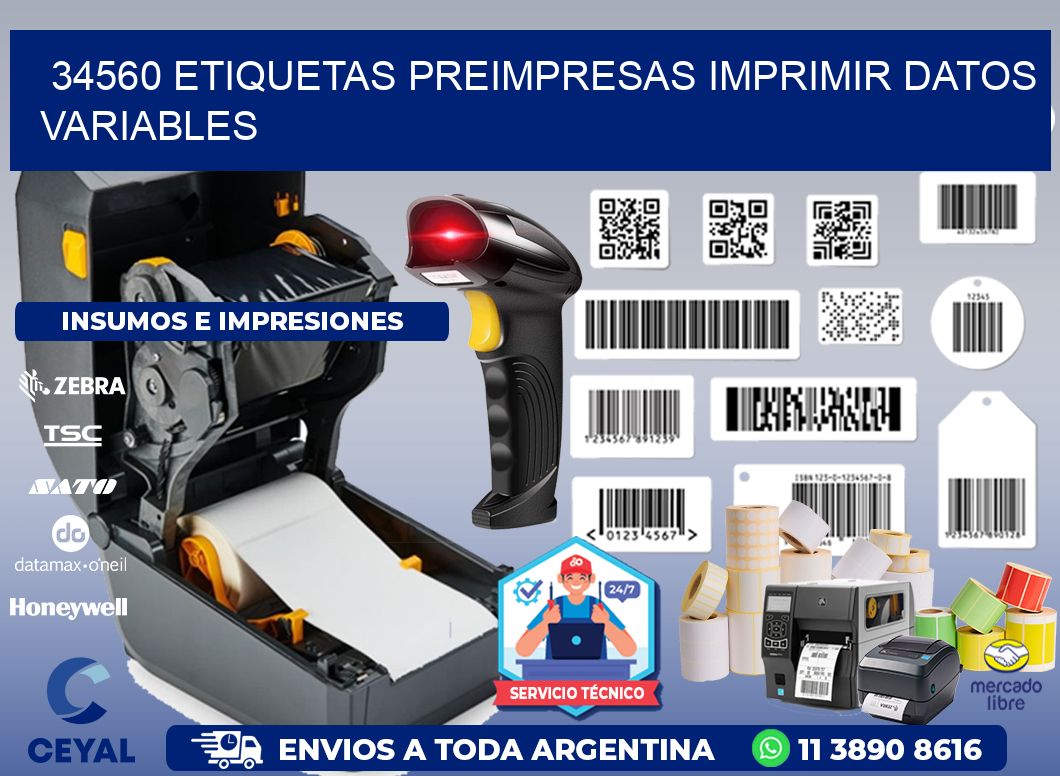 34560 Etiquetas preimpresas imprimir datos variables