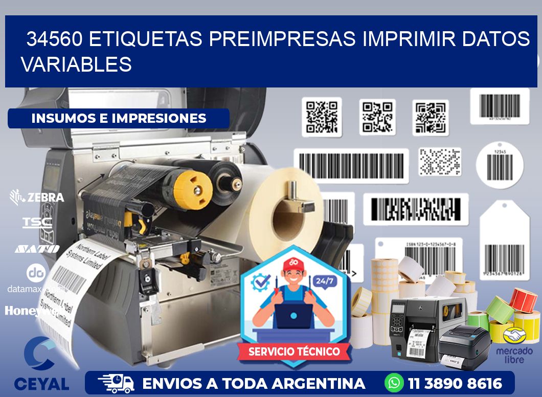 34560 Etiquetas preimpresas imprimir datos variables