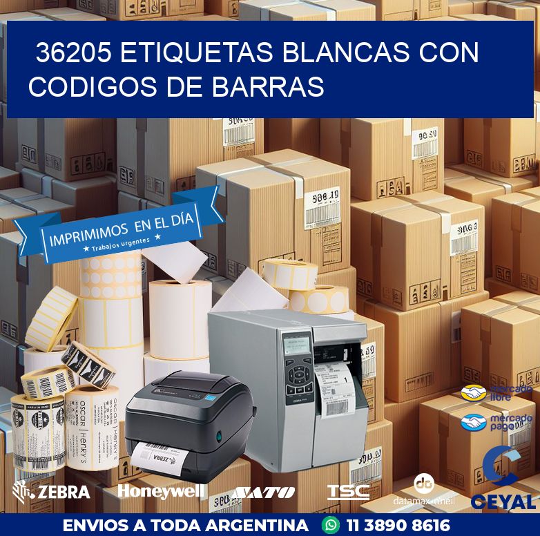 36205 etiquetas blancas con codigos de barras