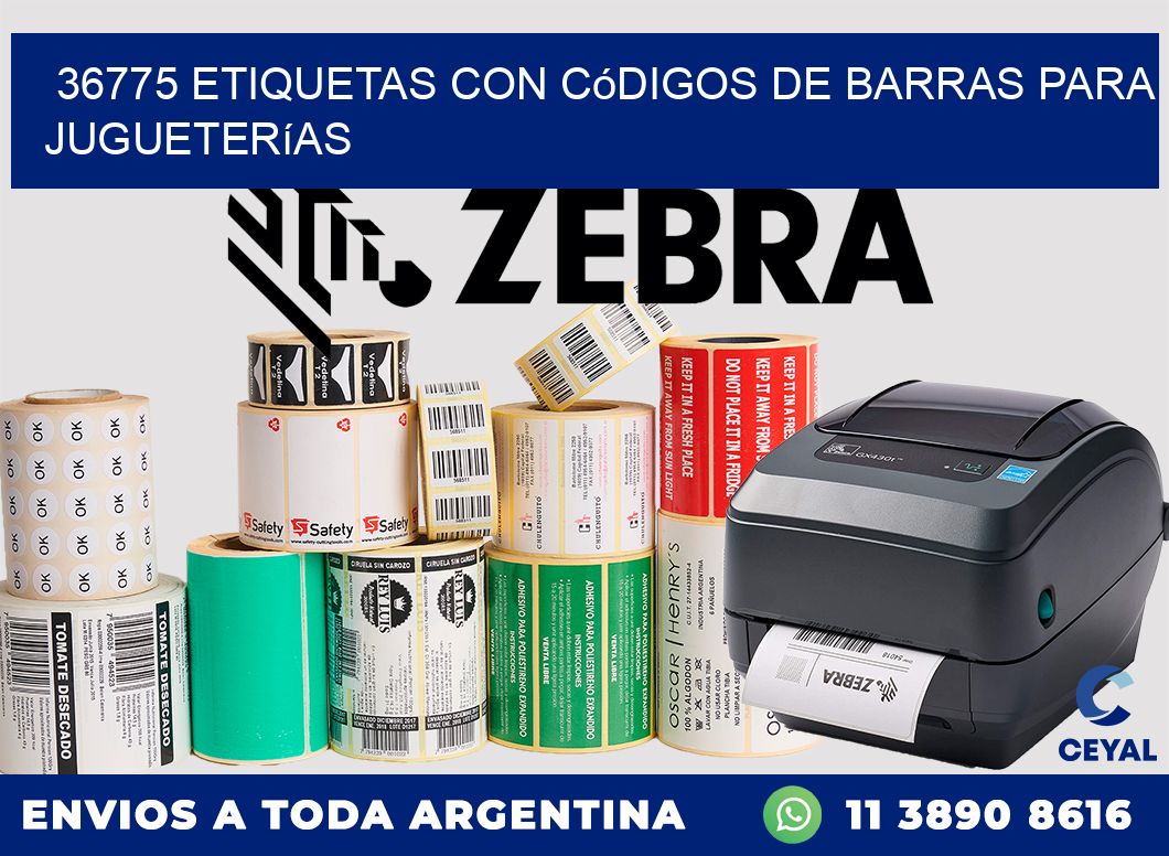 36775 etiquetas con códigos de barras para jugueterías