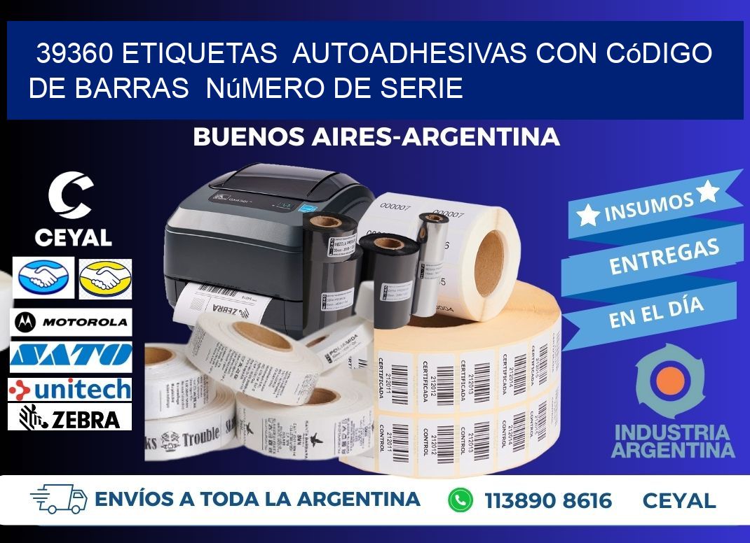 39360 etiquetas  autoadhesivas con código de barras  número de serie