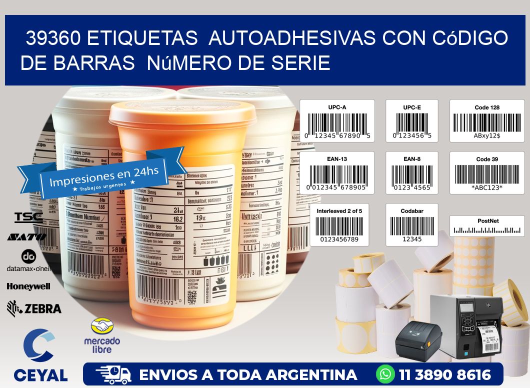 39360 etiquetas  autoadhesivas con código de barras  número de serie