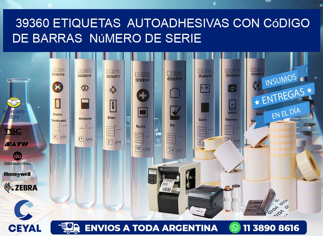 39360 etiquetas  autoadhesivas con código de barras  número de serie