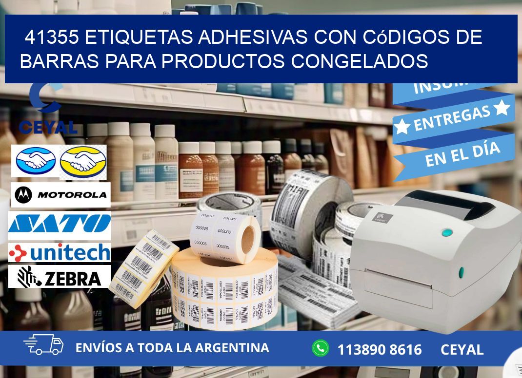 41355 Etiquetas adhesivas con códigos de barras para productos congelados