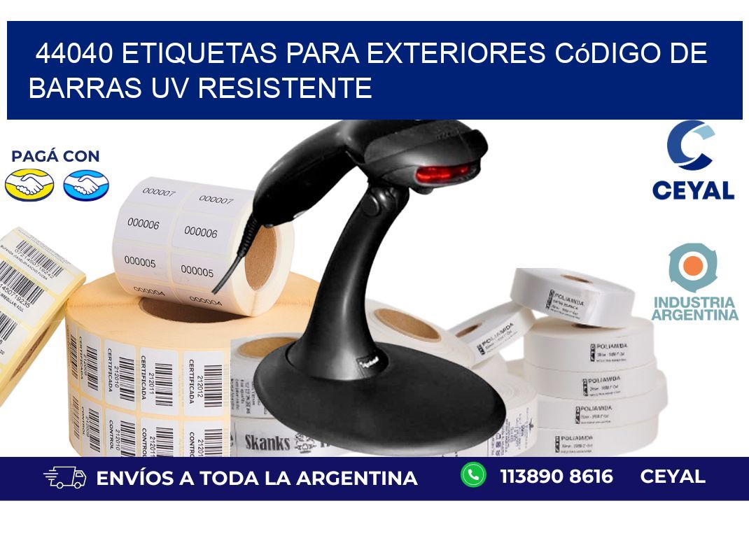 44040 etiquetas para exteriores código de barras UV resistente