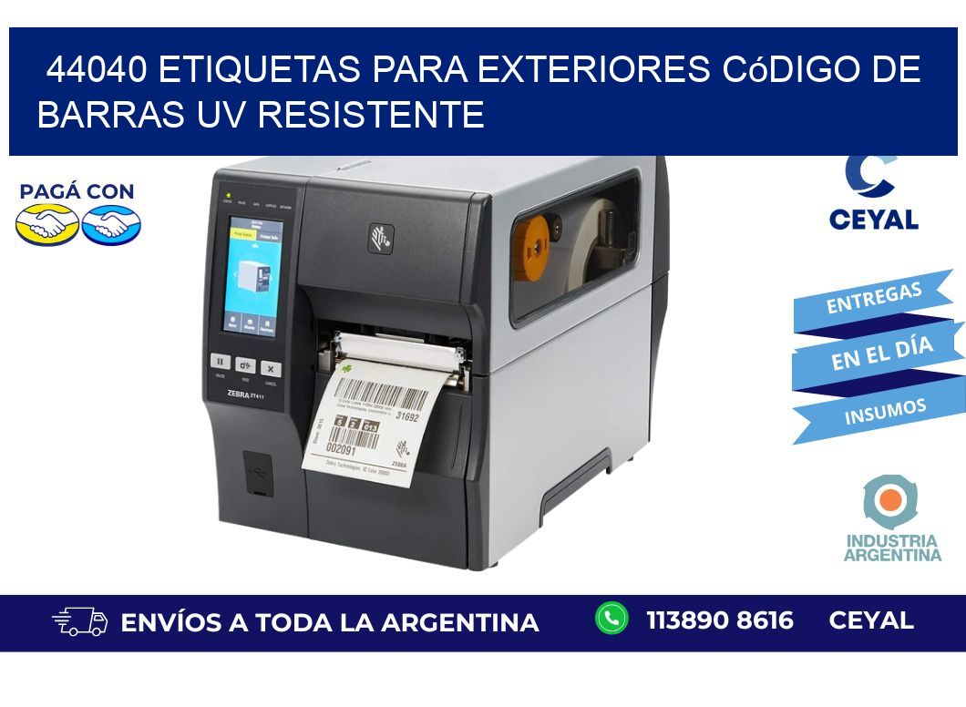 44040 etiquetas para exteriores código de barras UV resistente