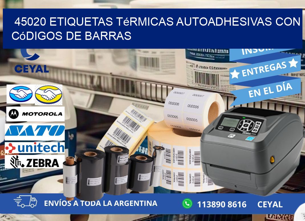 45020 Etiquetas térmicas autoadhesivas con códigos de barras