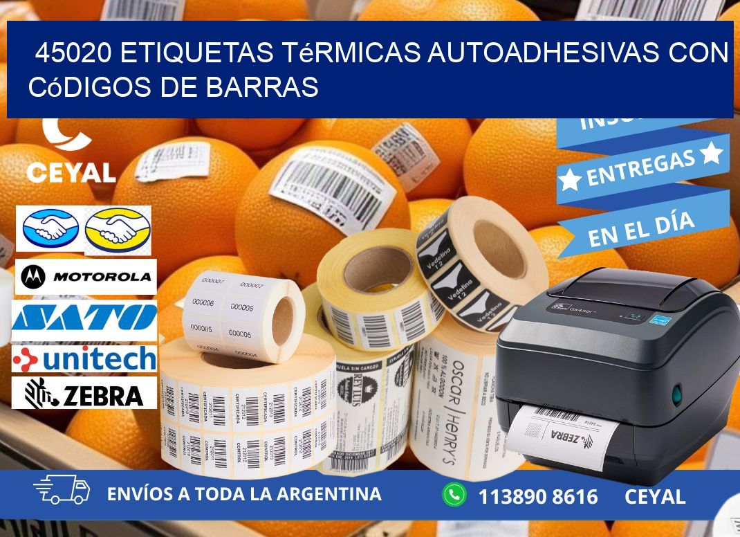 45020 Etiquetas térmicas autoadhesivas con códigos de barras