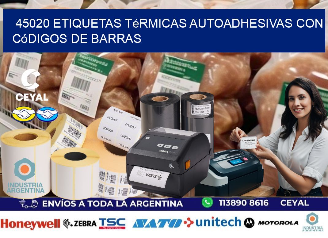 45020 Etiquetas térmicas autoadhesivas con códigos de barras