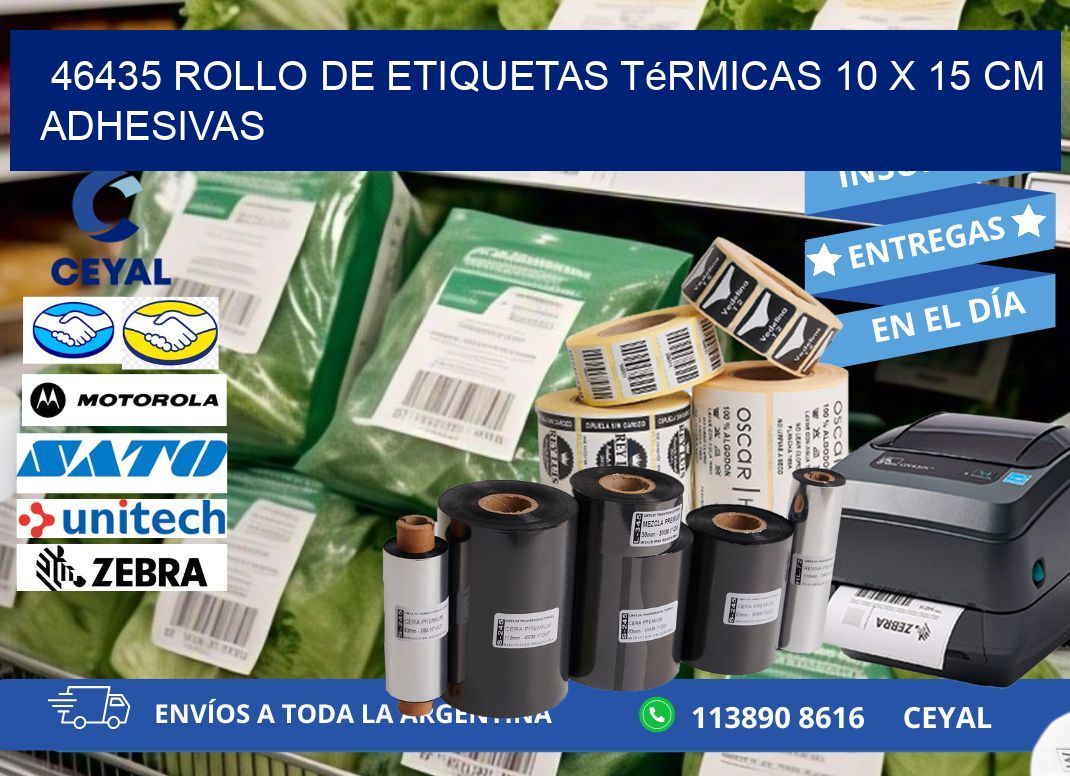 46435 Rollo de Etiquetas Térmicas 10 x 15 cm Adhesivas