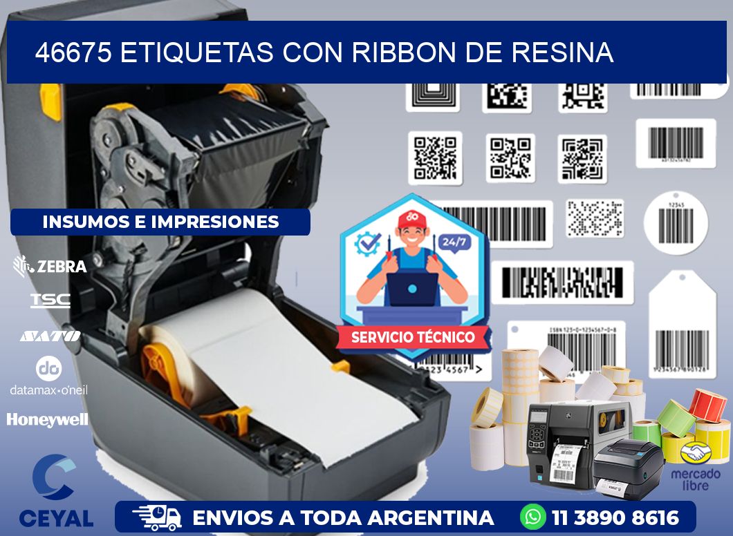 46675 etiquetas con ribbon de resina