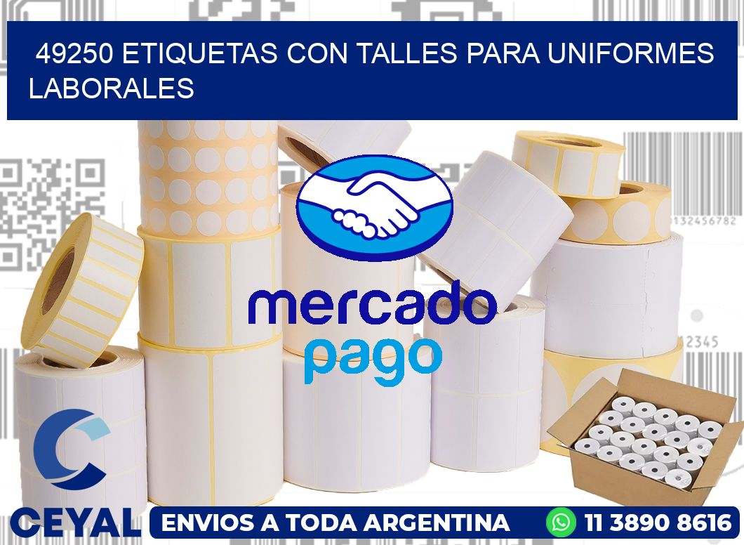 49250 etiquetas con talles para uniformes laborales