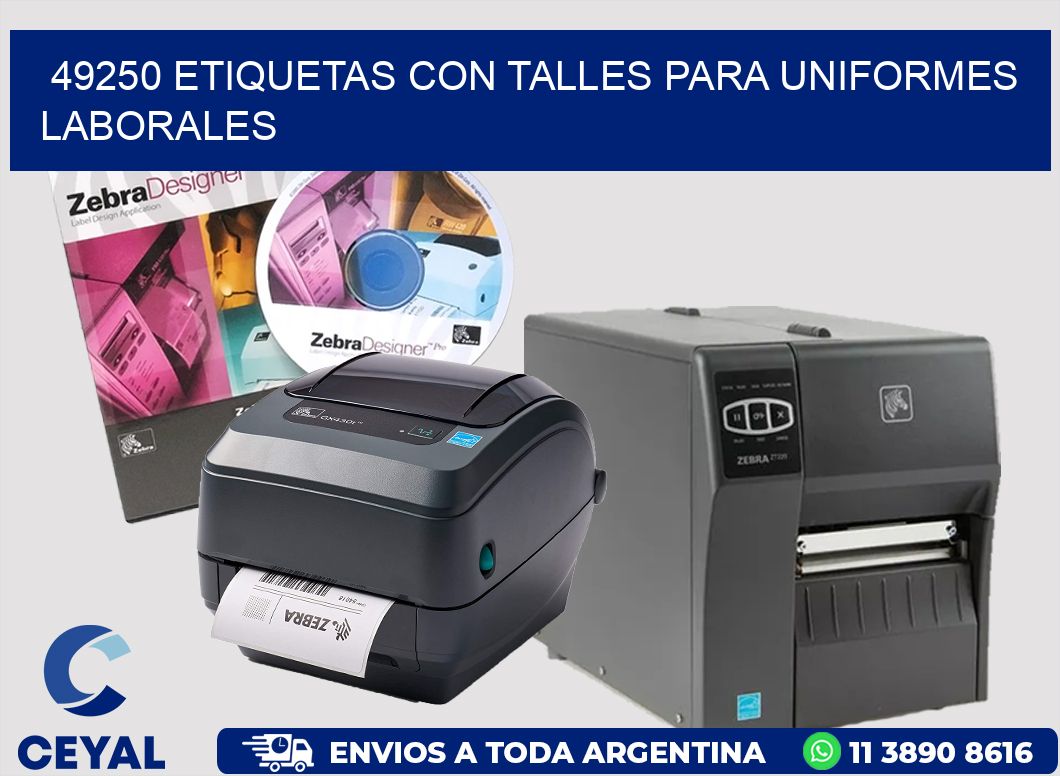 49250 etiquetas con talles para uniformes laborales