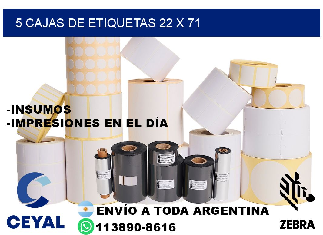 5 cajas de etiquetas 22 x 71