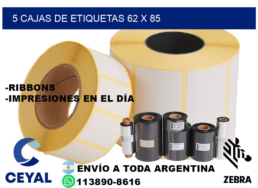 5 cajas de etiquetas 62 x 85