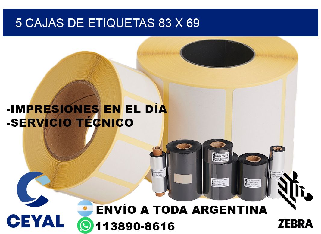 5 cajas de etiquetas 83 x 69