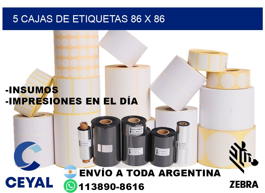 5 cajas de etiquetas 86 x 86