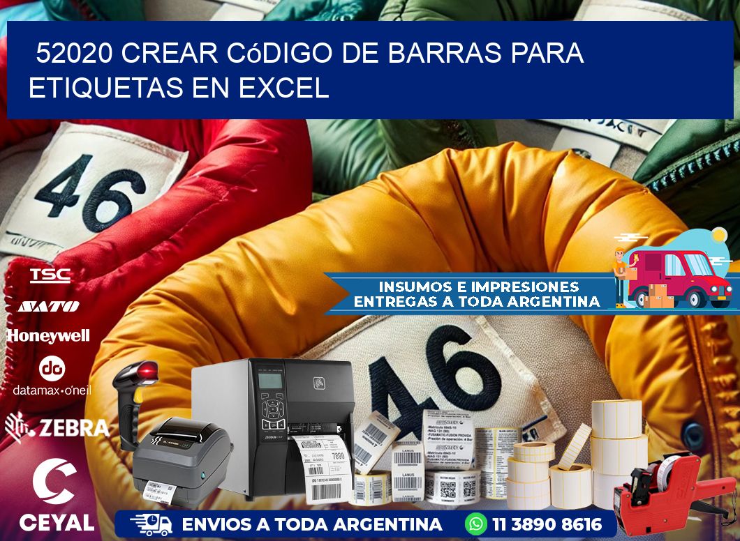 52020 Crear código de barras para etiquetas en Excel