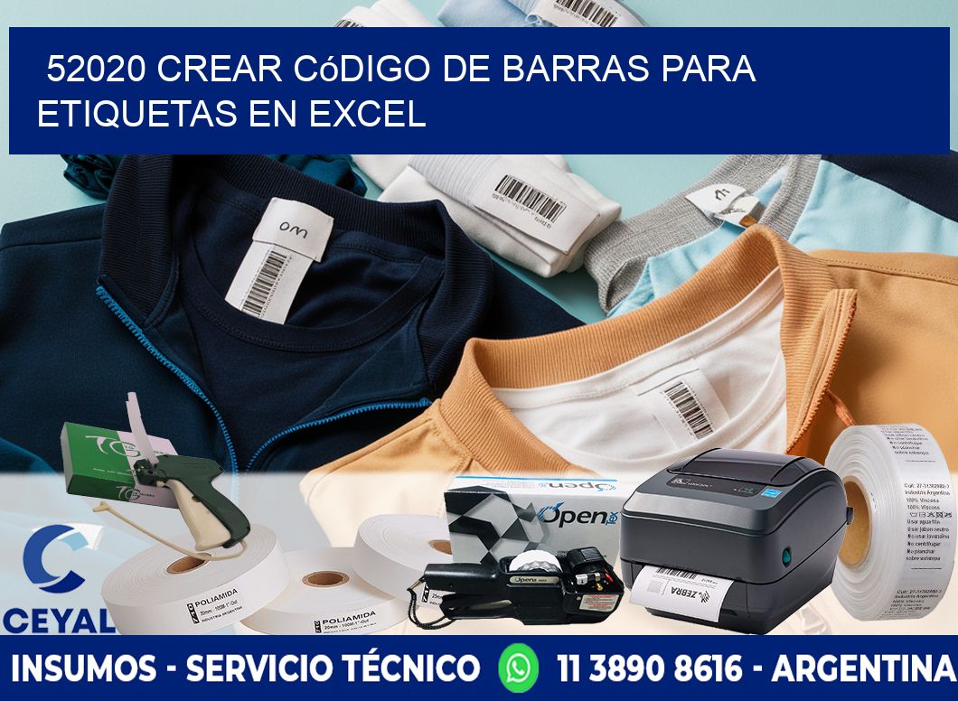 52020 Crear código de barras para etiquetas en Excel
