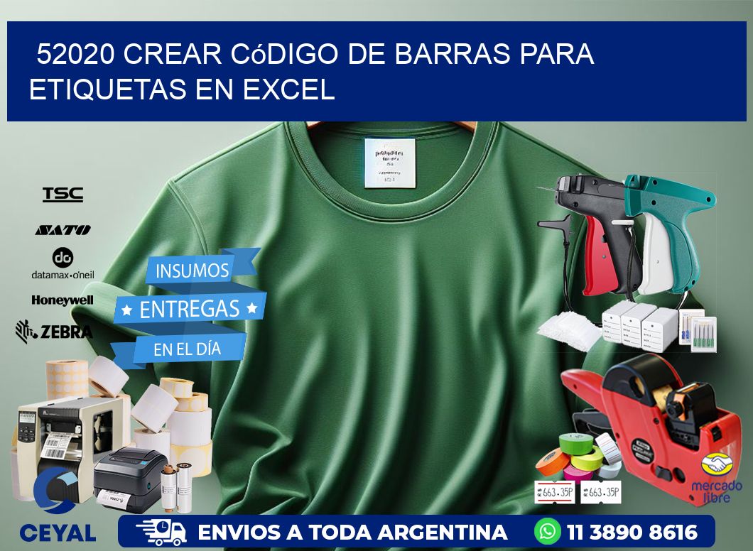 52020 Crear código de barras para etiquetas en Excel