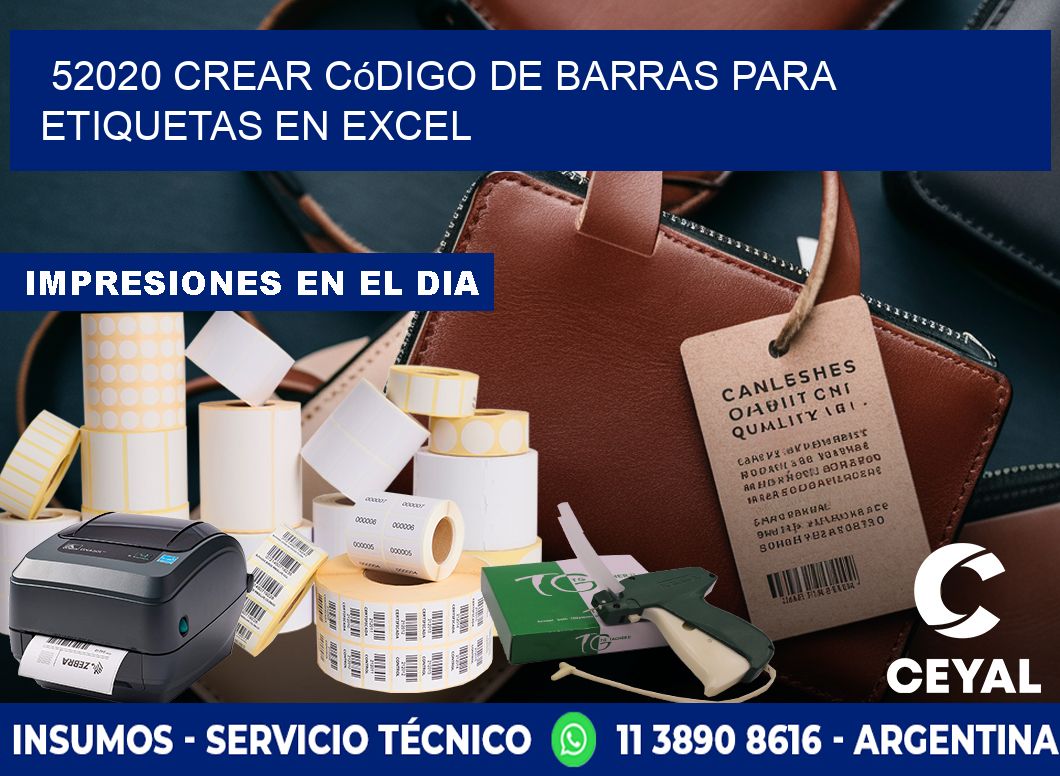 52020 Crear código de barras para etiquetas en Excel
