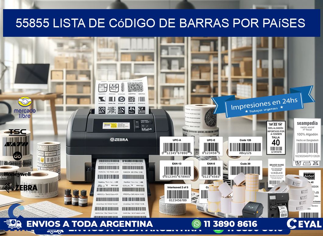 55855 Lista de código de barras por países
