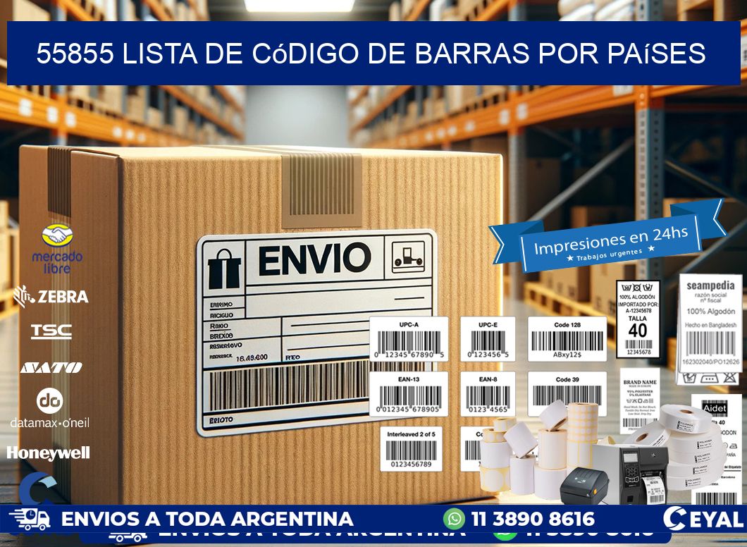 55855 Lista de código de barras por países