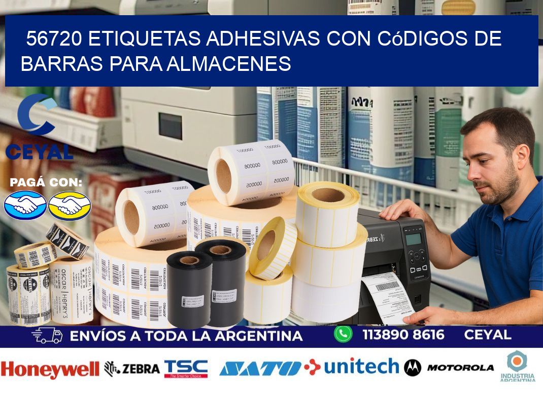 56720 etiquetas adhesivas con códigos de barras para almacenes