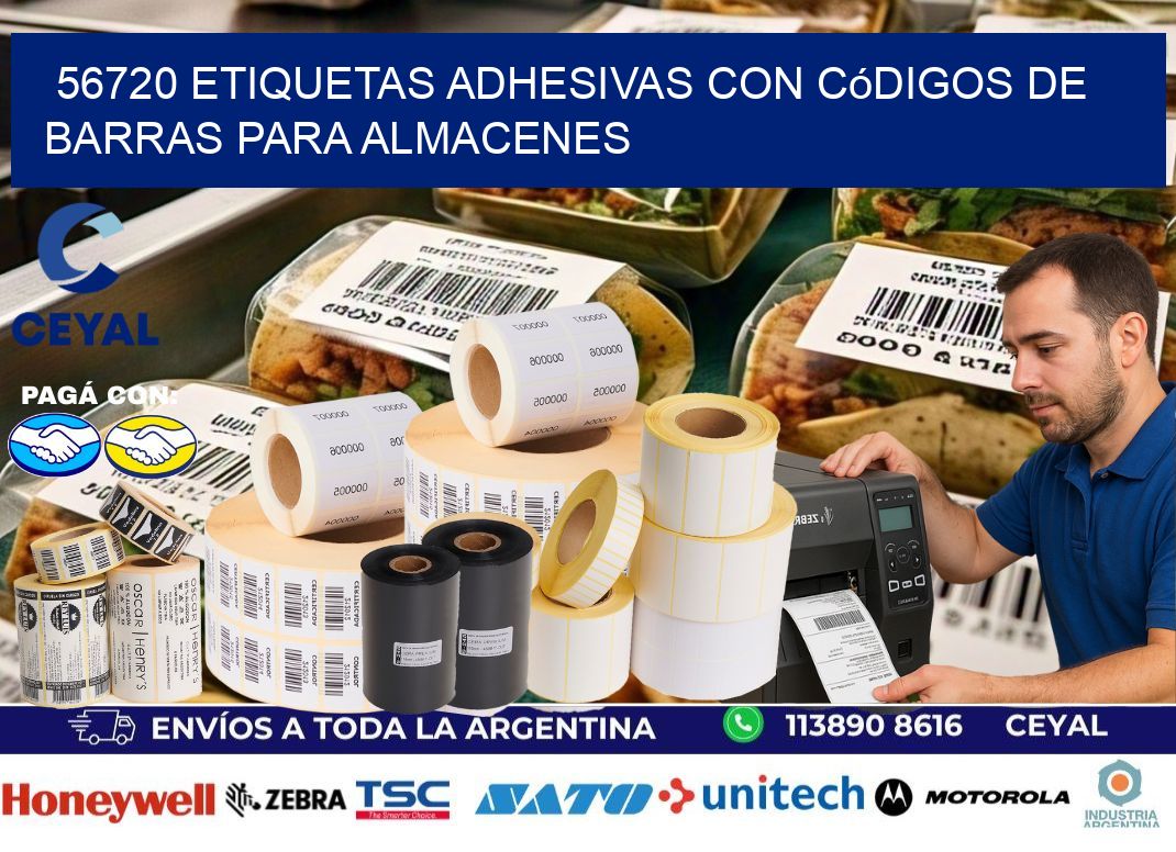 56720 etiquetas adhesivas con códigos de barras para almacenes