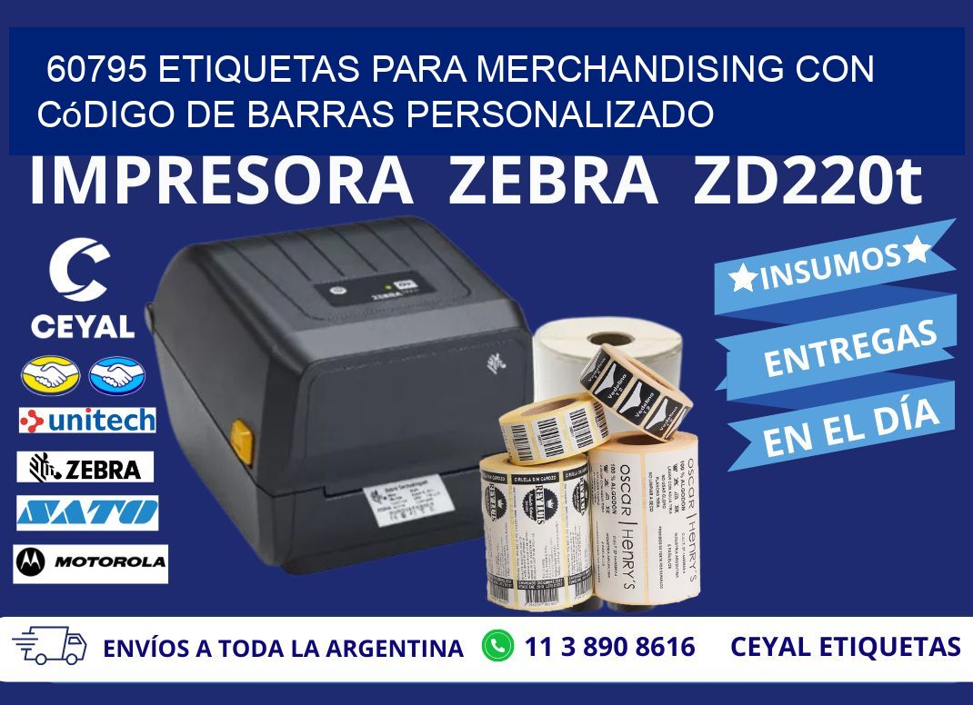 60795 etiquetas para merchandising con código de barras personalizado