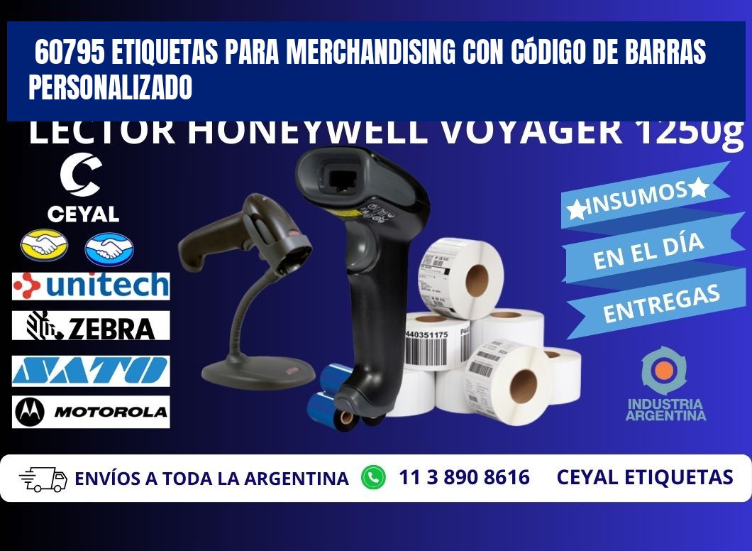 60795 etiquetas para merchandising con código de barras personalizado