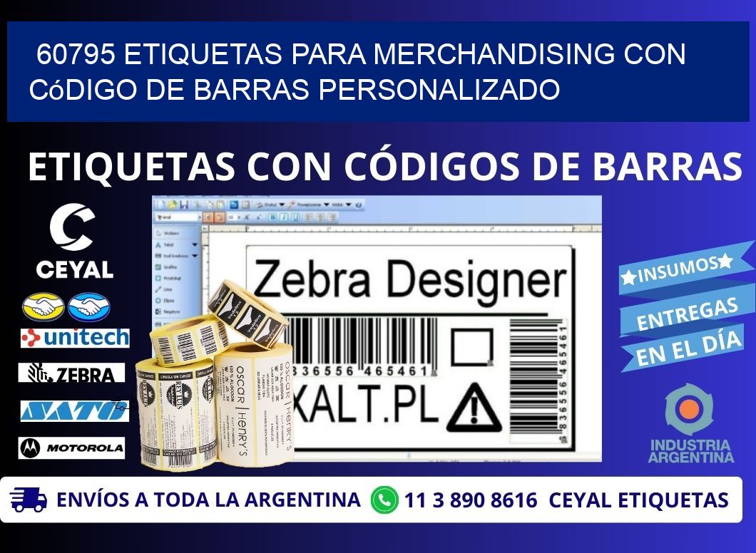 60795 etiquetas para merchandising con código de barras personalizado