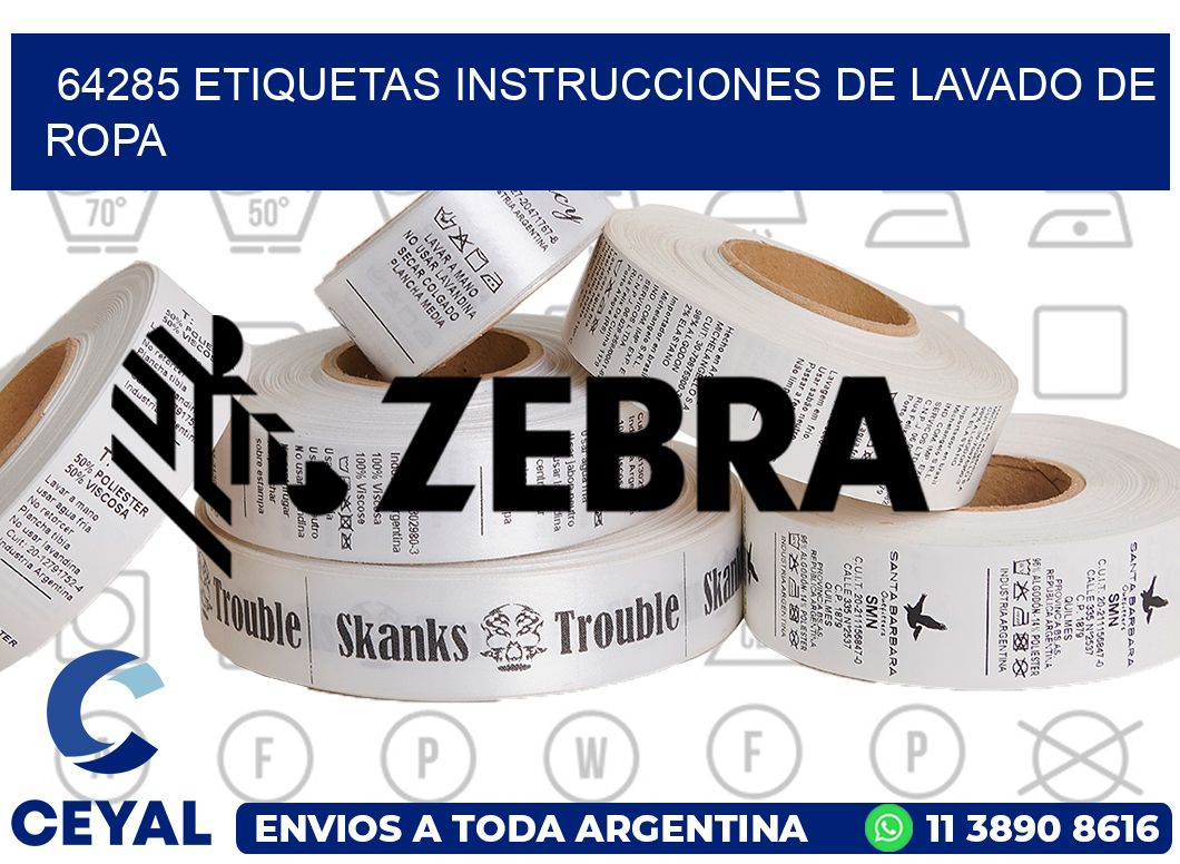 64285 etiquetas instrucciones de lavado de ropa