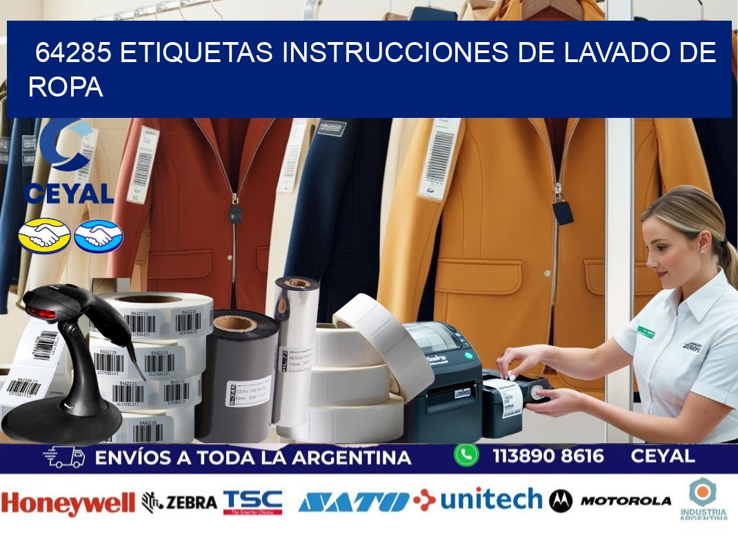 64285 etiquetas instrucciones de lavado de ropa